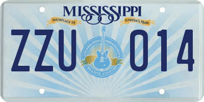 MS license plate ZZU014