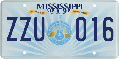 MS license plate ZZU016