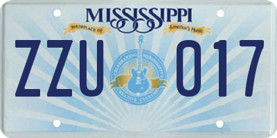 MS license plate ZZU017
