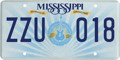 MS license plate ZZU018