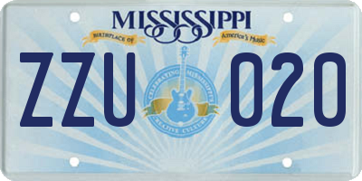 MS license plate ZZU020