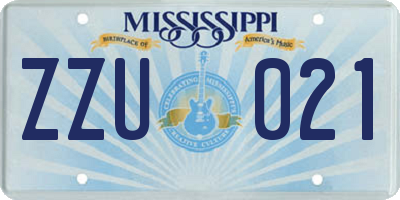 MS license plate ZZU021