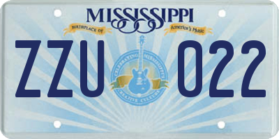MS license plate ZZU022