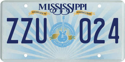 MS license plate ZZU024