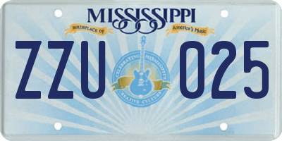 MS license plate ZZU025