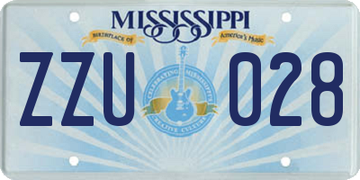 MS license plate ZZU028