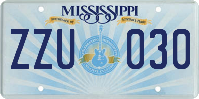 MS license plate ZZU030