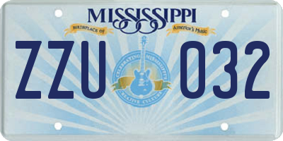 MS license plate ZZU032