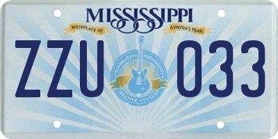 MS license plate ZZU033