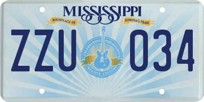 MS license plate ZZU034