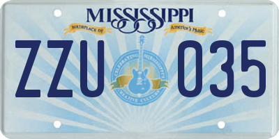 MS license plate ZZU035