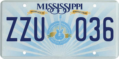 MS license plate ZZU036