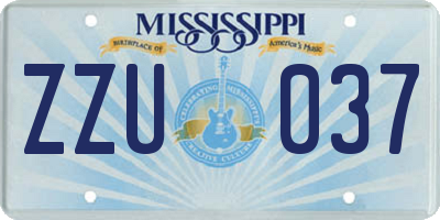 MS license plate ZZU037