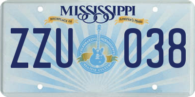 MS license plate ZZU038