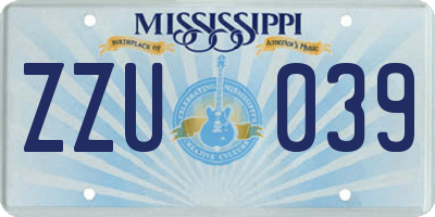 MS license plate ZZU039