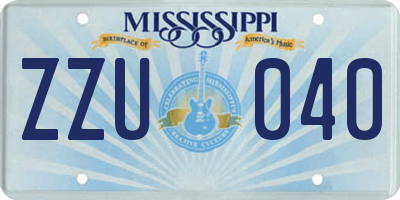 MS license plate ZZU040