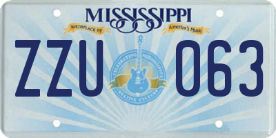 MS license plate ZZU063