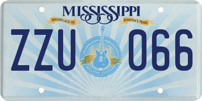 MS license plate ZZU066