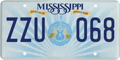 MS license plate ZZU068