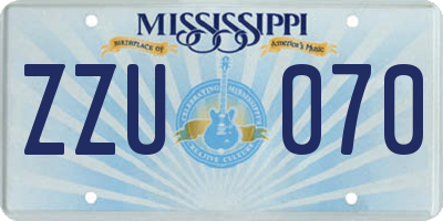 MS license plate ZZU070