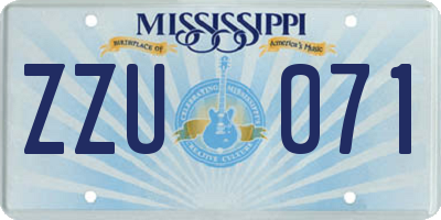MS license plate ZZU071