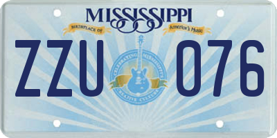 MS license plate ZZU076