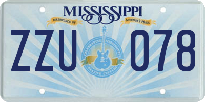 MS license plate ZZU078