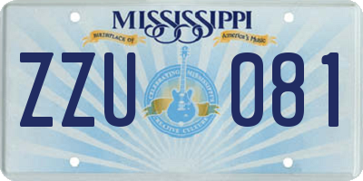 MS license plate ZZU081