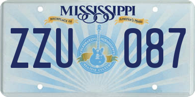 MS license plate ZZU087