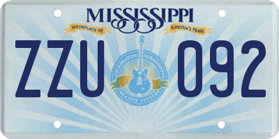 MS license plate ZZU092