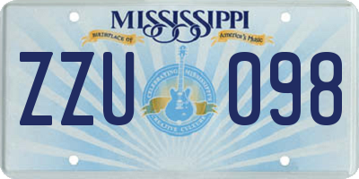 MS license plate ZZU098