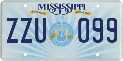 MS license plate ZZU099