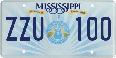 MS license plate ZZU100