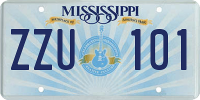 MS license plate ZZU101