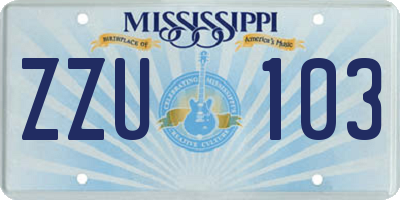 MS license plate ZZU103