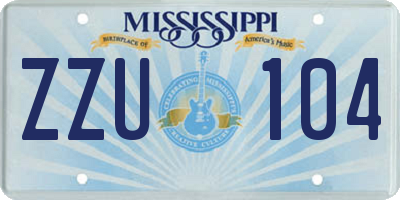 MS license plate ZZU104