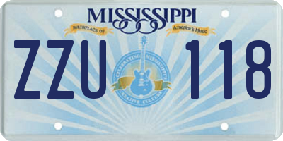 MS license plate ZZU118