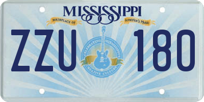 MS license plate ZZU180