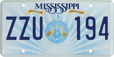 MS license plate ZZU194