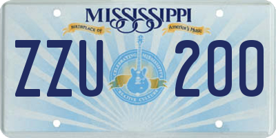 MS license plate ZZU200