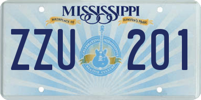 MS license plate ZZU201