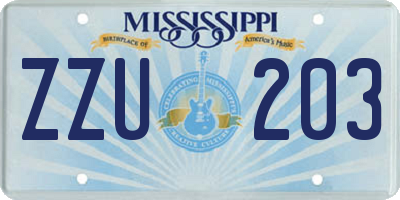 MS license plate ZZU203