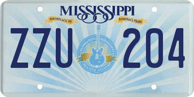 MS license plate ZZU204