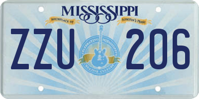 MS license plate ZZU206