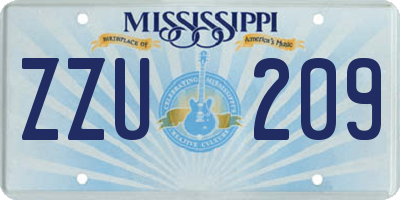 MS license plate ZZU209
