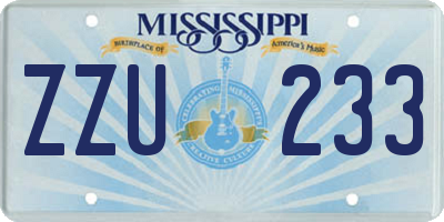 MS license plate ZZU233