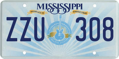 MS license plate ZZU308