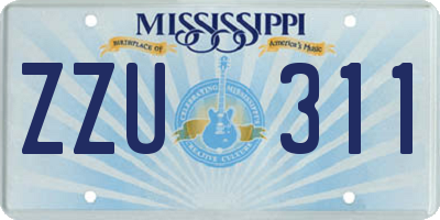 MS license plate ZZU311