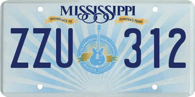 MS license plate ZZU312