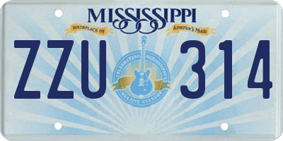 MS license plate ZZU314